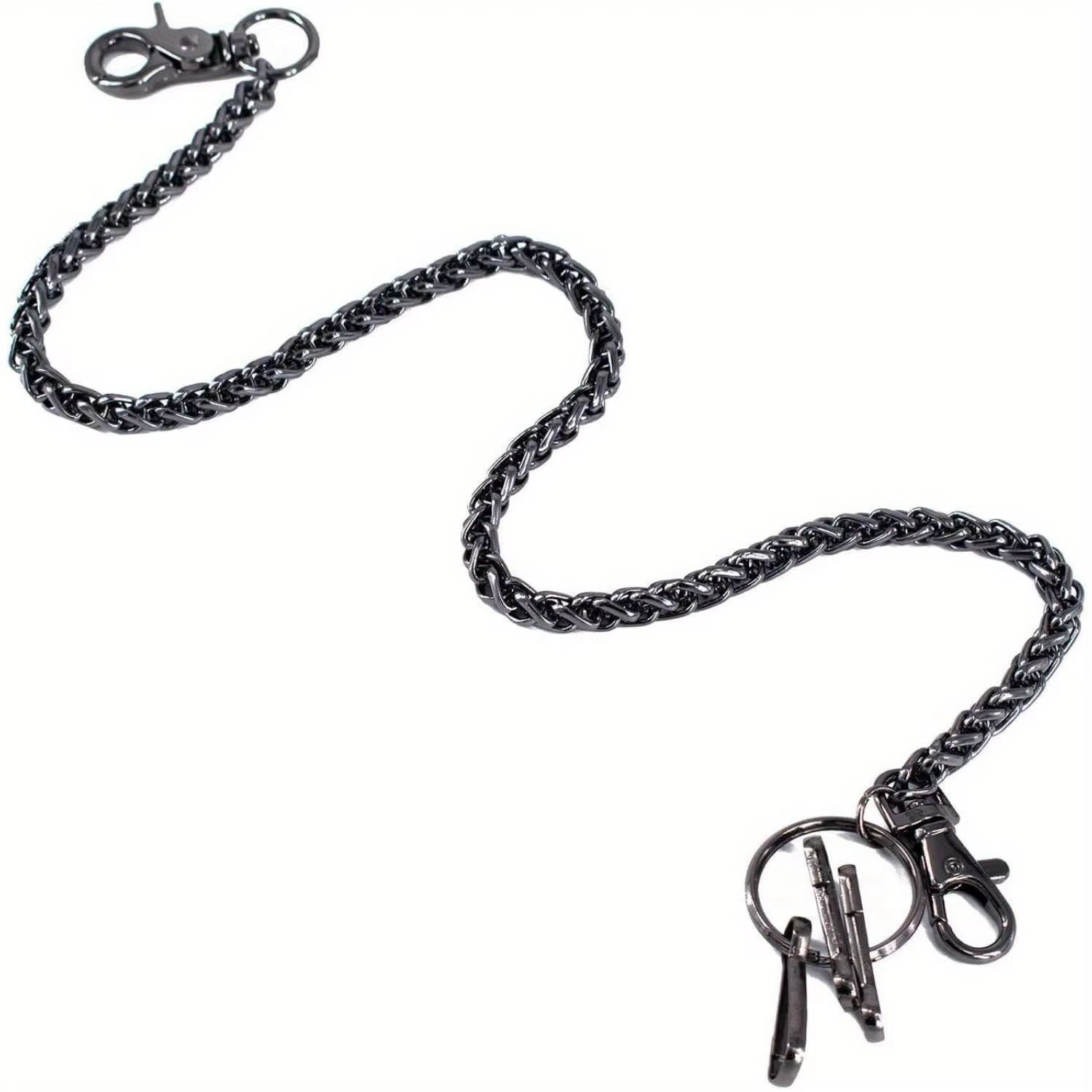 Porte-clés de poche en chaîne de portefeuille en métal avec fermoirs à homard, chaîne de jean pour c