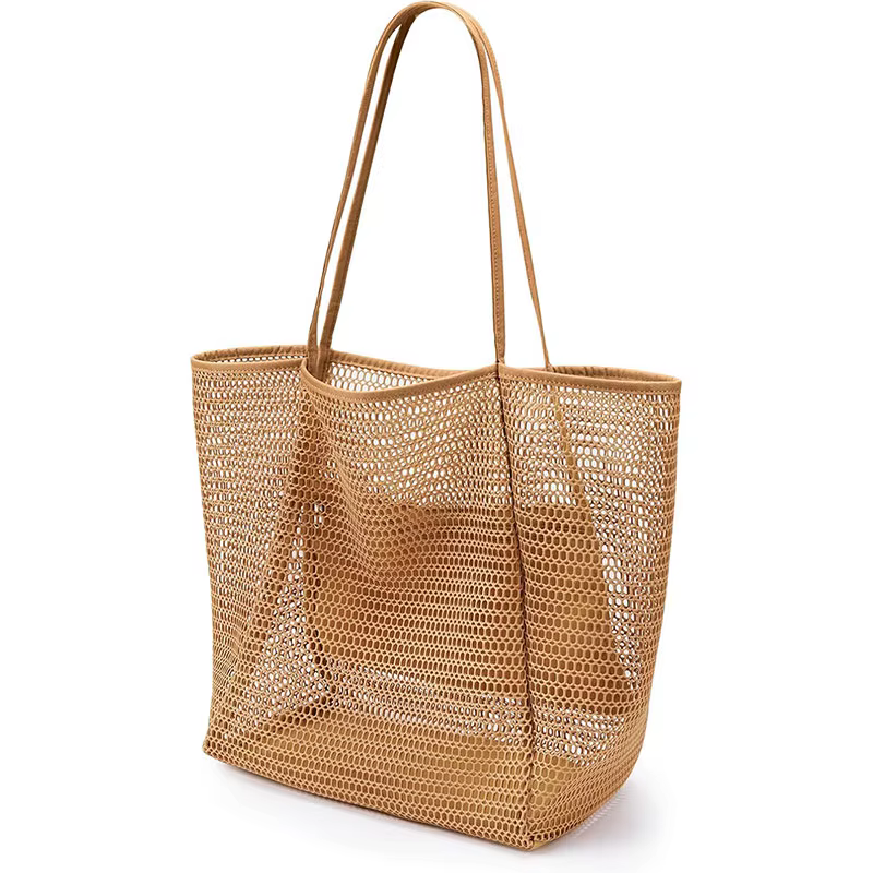 Sac fourre-tout en maille de nylon pour femme, sac fourre-tout décontracté, sac à bandoulière pliabl