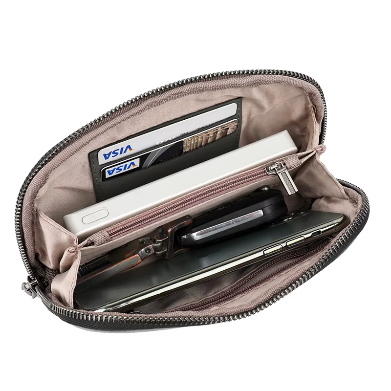 Pochette Imprimée Tendance pour Femme Portefeuille Multifonctionnel à Glissière et Compacte