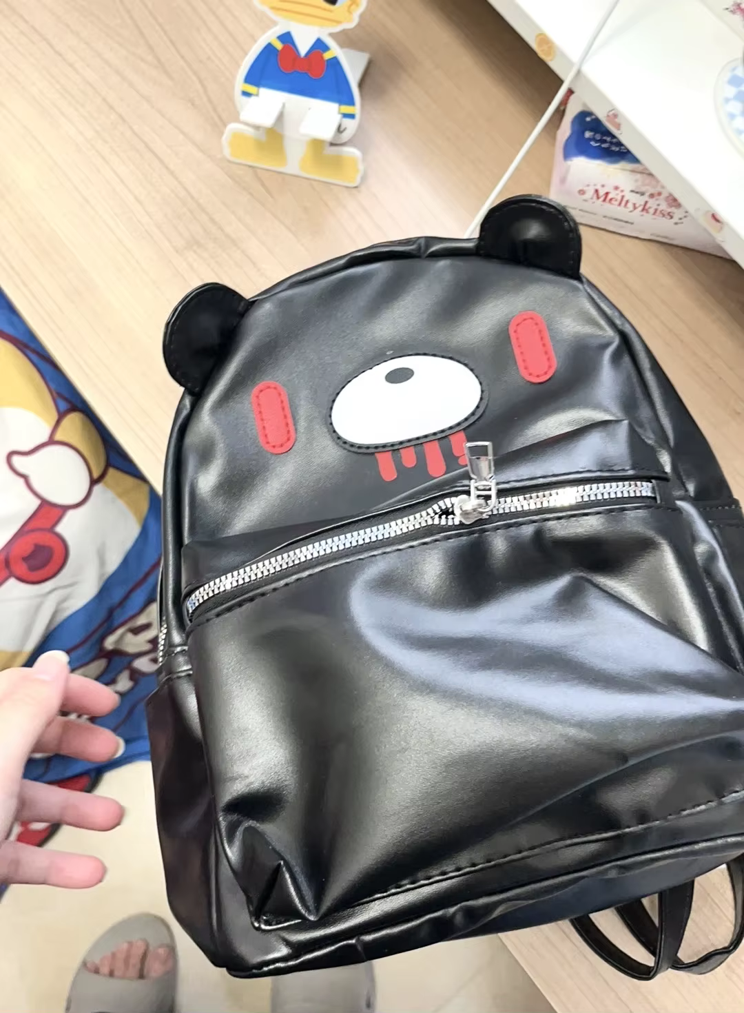 Sac à dos en cuir PU noir Y2K