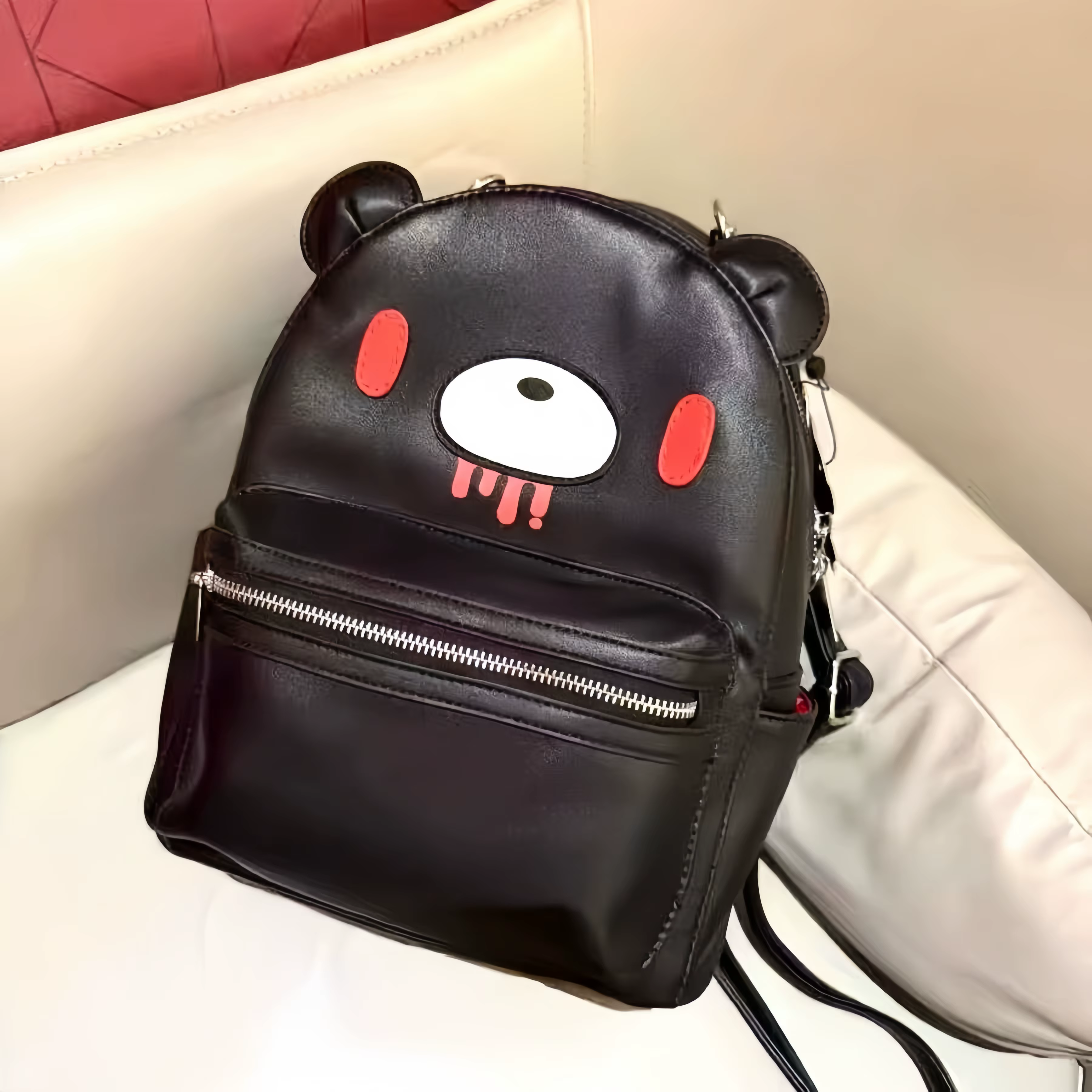 Sac à dos en cuir PU noir Y2K