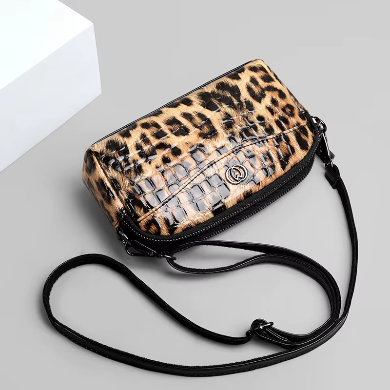 Sac à main en relief à motif léopard pour femme