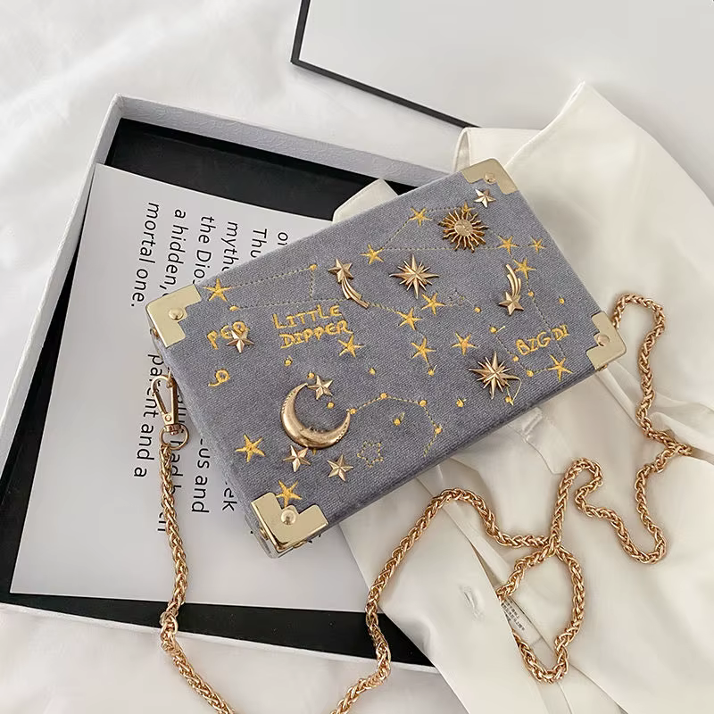 Petit sac carré en velours pour femmes