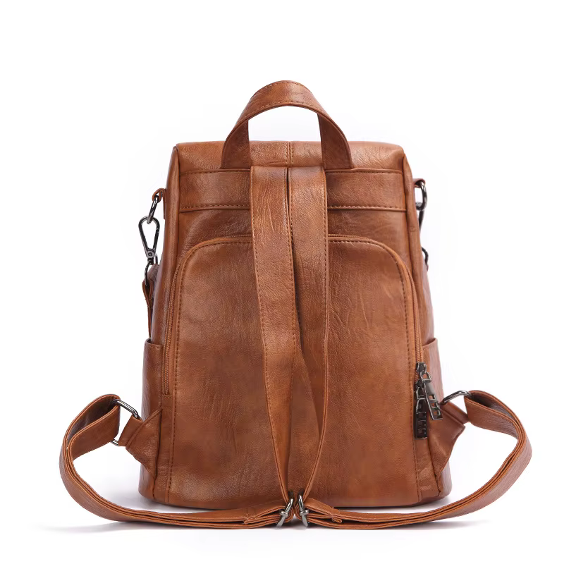 Sac à dos à bandoulière en cuir véritable pour femmes