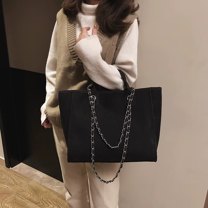 Sac à main en toile de grande capacité pour femmes