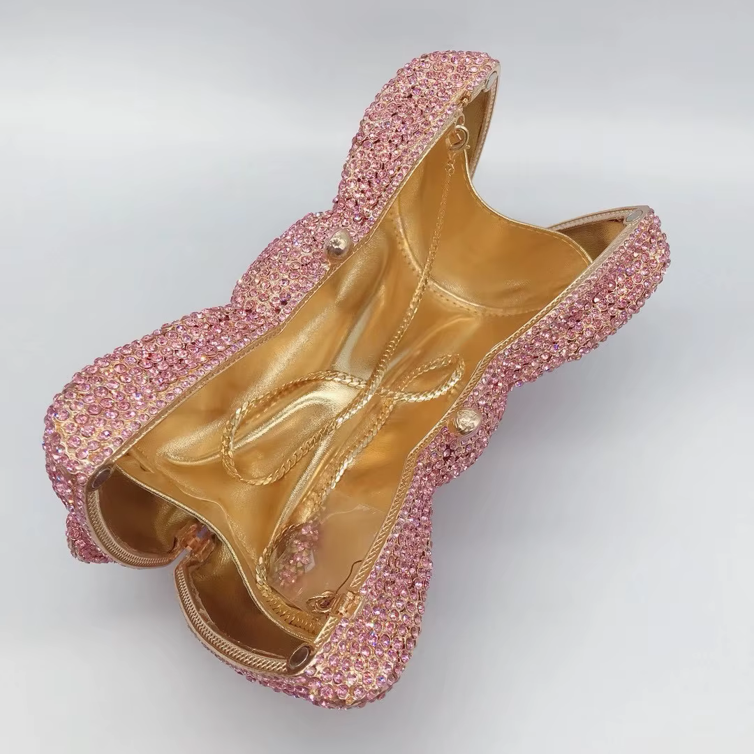 Pochette de soirée en cristal rose pour femmes