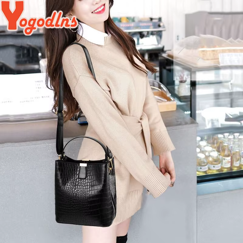 Yogodlns rétro Alligator seau sacs femmes Crocodile sac à main grande capacité sac à bandoulière nouveau sac