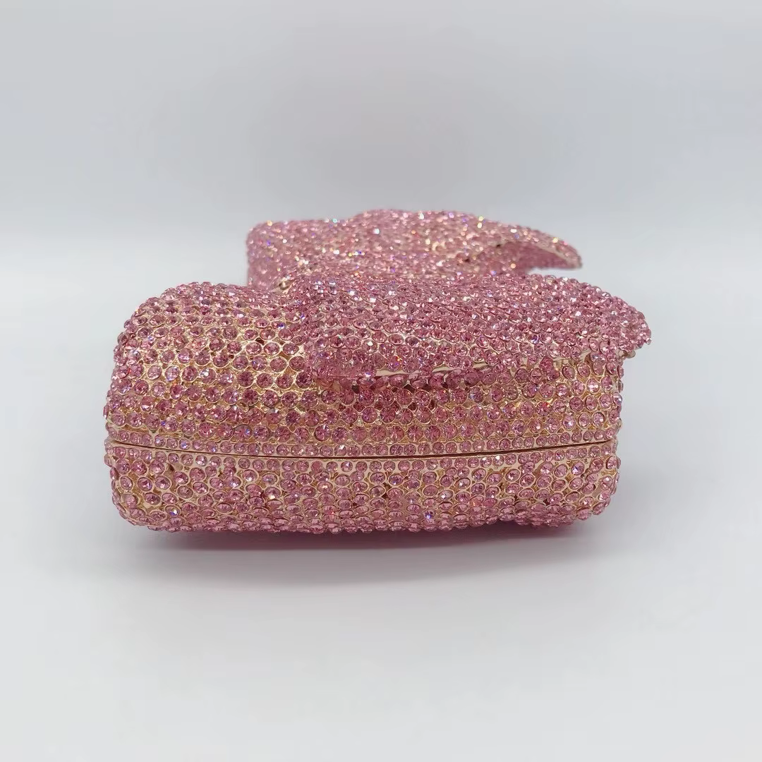 Pochette de soirée en cristal rose pour femmes