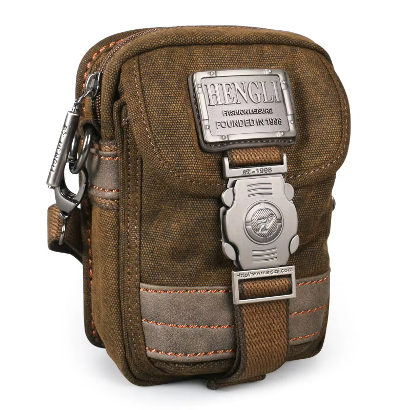 Petit Sac en Toile Vintage avec Poches Multifonctionnelles