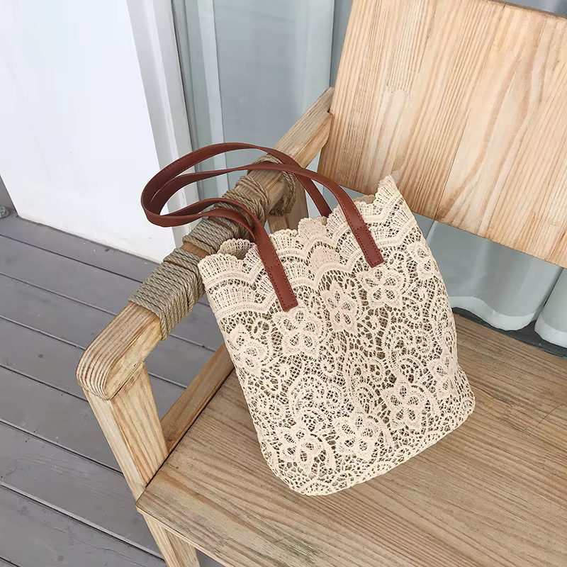Sac à Bandoulière en Dentelle Fourre-Tout Élégant de Type Seau