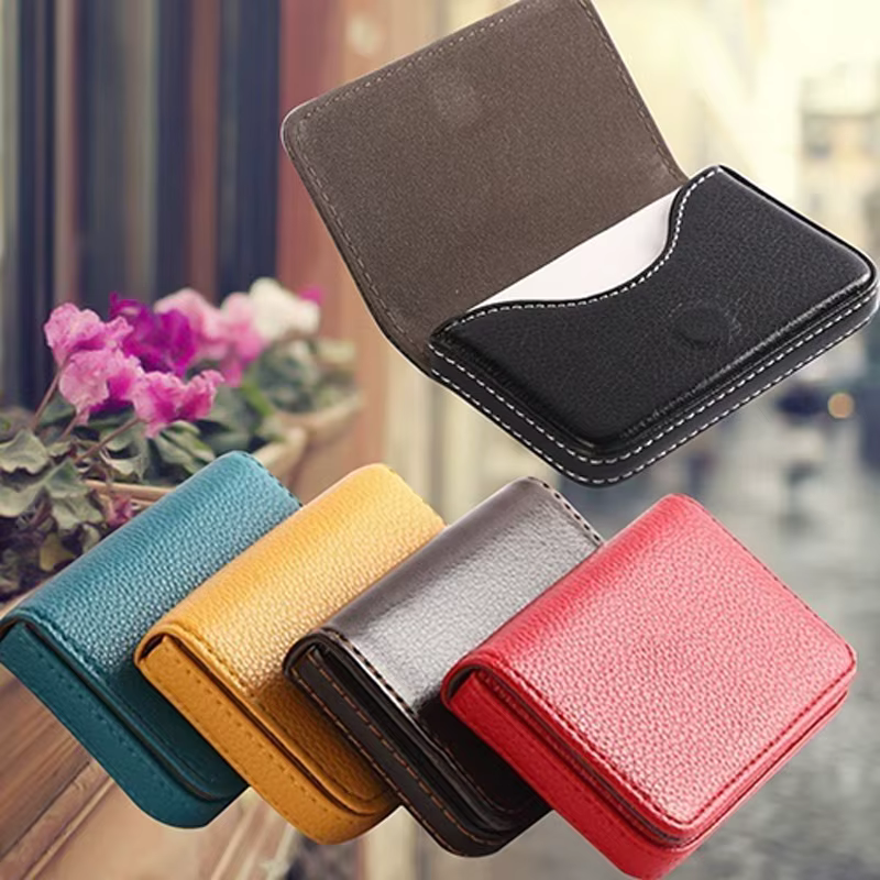 Porte-cartes de visite en cuir PU pour hommes et femmes