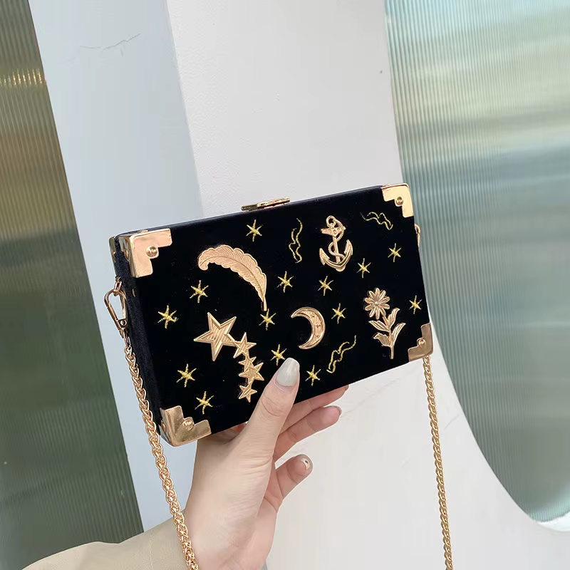 Petit sac carré en velours pour femmes