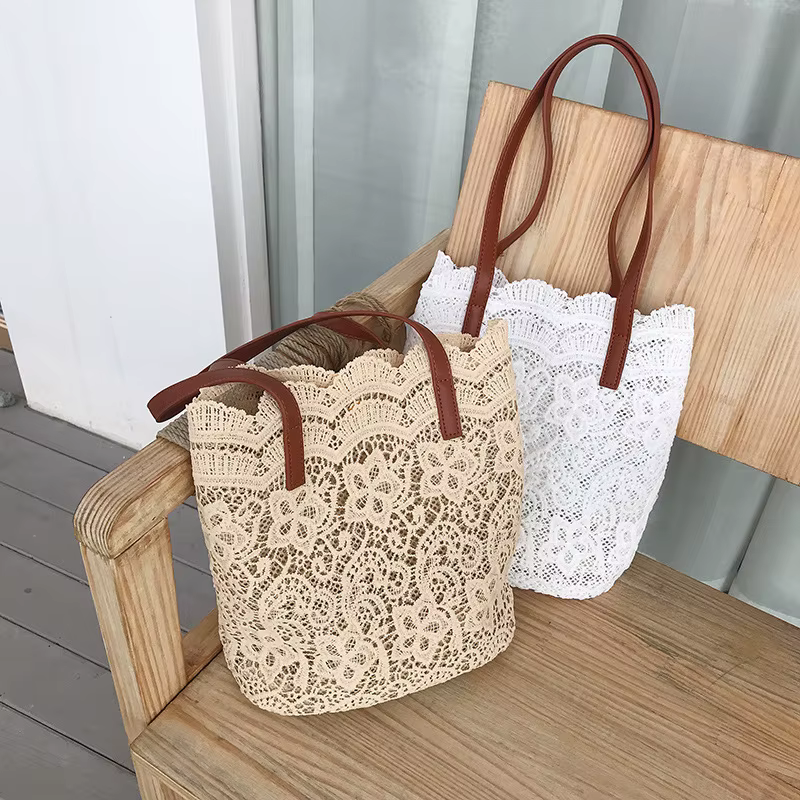 Sac à Bandoulière en Dentelle Fourre-Tout Élégant de Type Seau