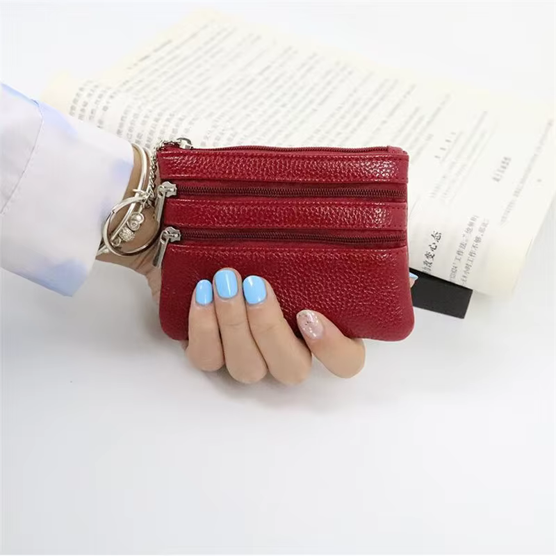 3 pochettes portefeuilles de poche femmes petit porte-monnaie en cuir PU fermeture éclair changement sacs d'argent