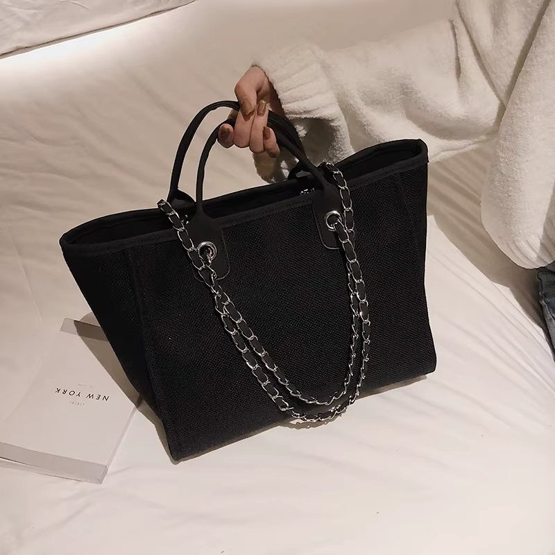 Sac à main en toile de grande capacité pour femmes