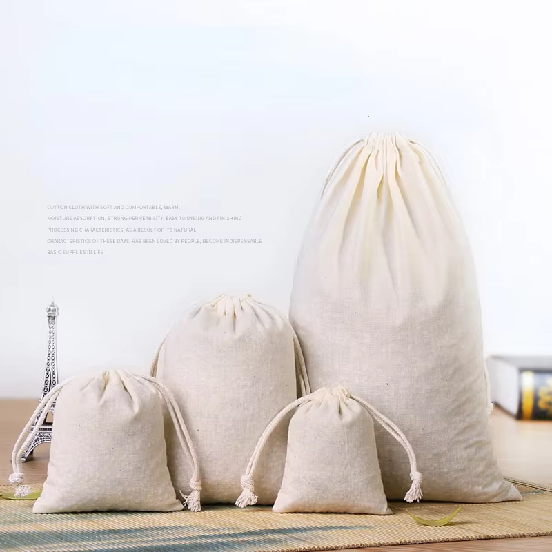 10 pièces sacs en coton cadeau pochette à cordon boîte-cadeau
