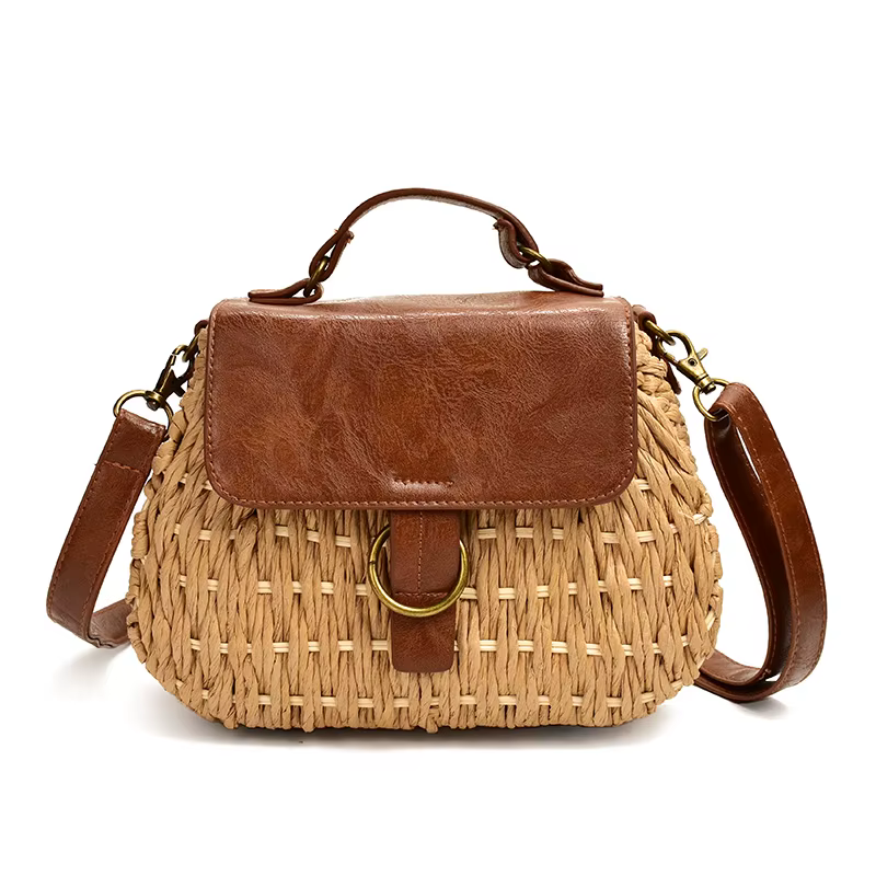 Sac à main en rotin tissé vintage