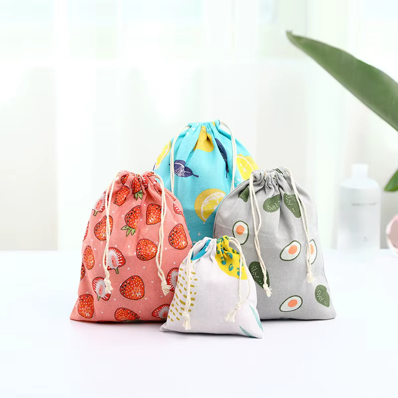 Pochette en tissu de coton et de lin