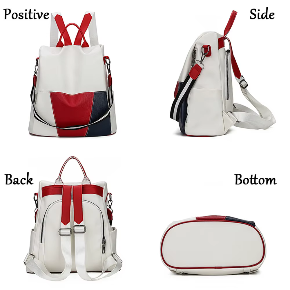 Sac à Dos Multifonctionnel en Cuir Blanc pour Femme