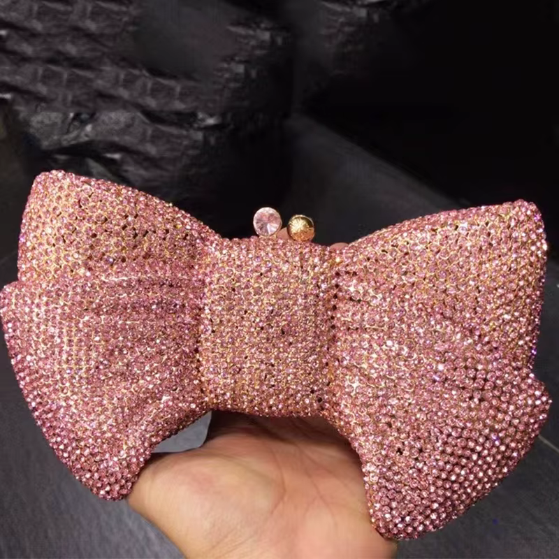 Pochette de soirée en cristal rose pour femmes