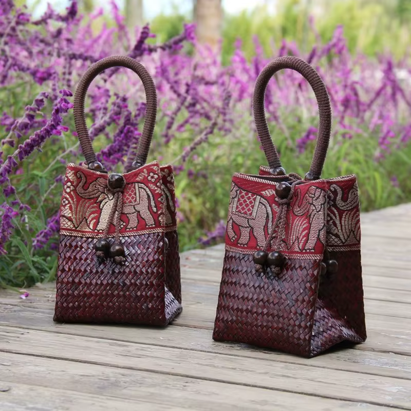 Sac à main en rotin Vintage pour femmes