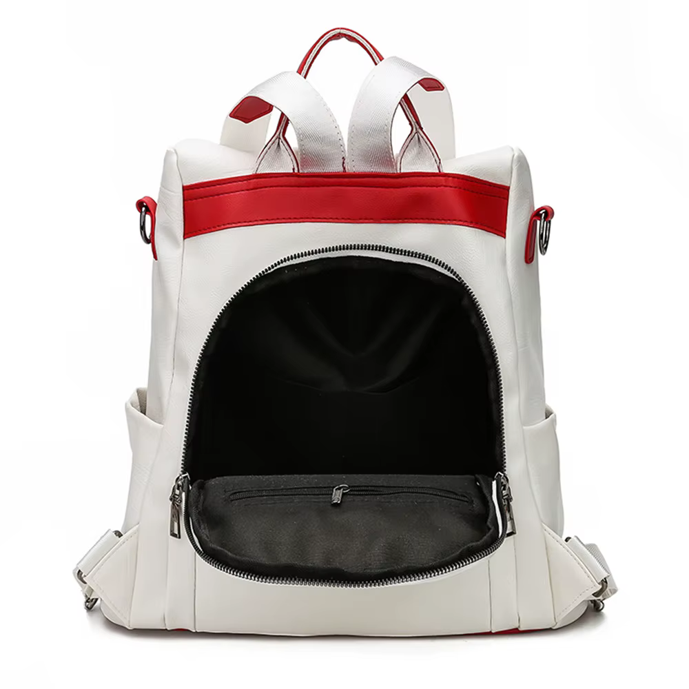 Sac à Dos Multifonctionnel en Cuir Blanc pour Femme