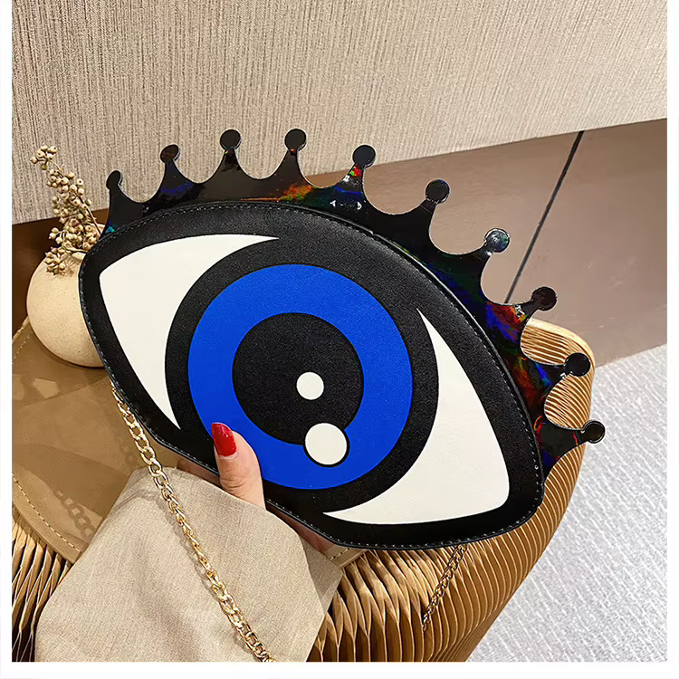 Femmes petit sac à bandoulière forme d'oeil mode PU cuir chaîne sacs Mini sac