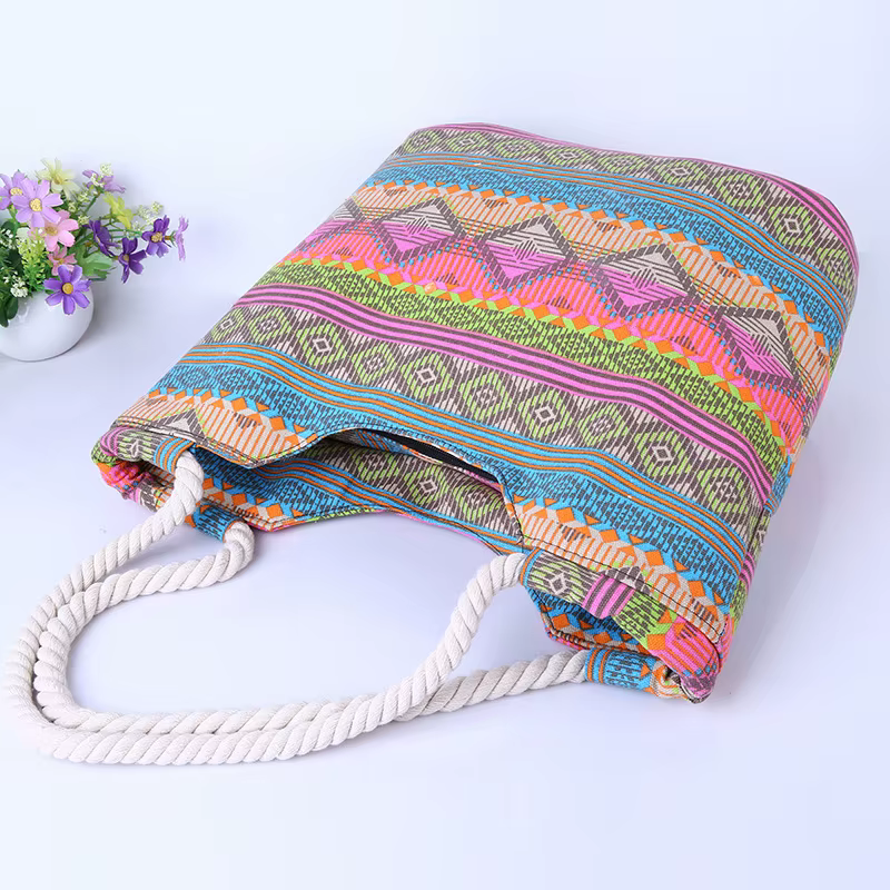 Sac à main en toile rayée pour femmes