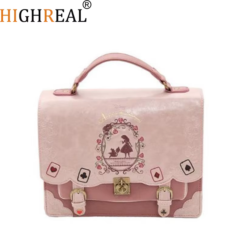 Alice au pays des merveilles sacs à bandoulière Axes Femme sac d'école Vintage cartes à jouer sac à main en cuir J212