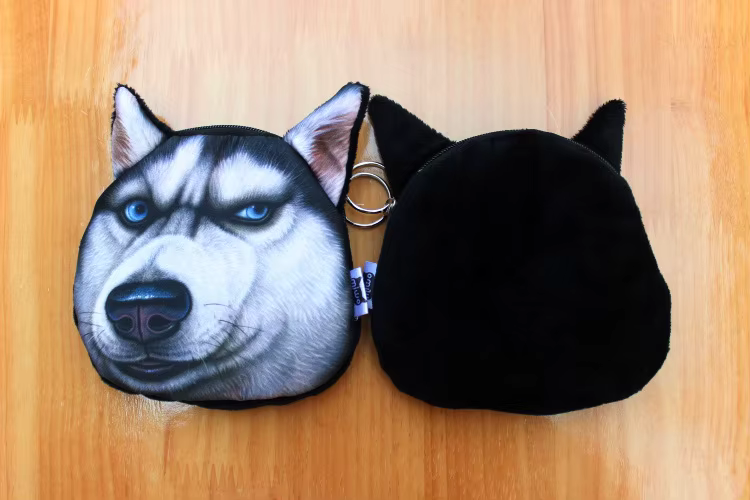 Nouveau dessin animé mignon Akita Husky chien porte-monnaie sac de rangement personnalité 3D Animal