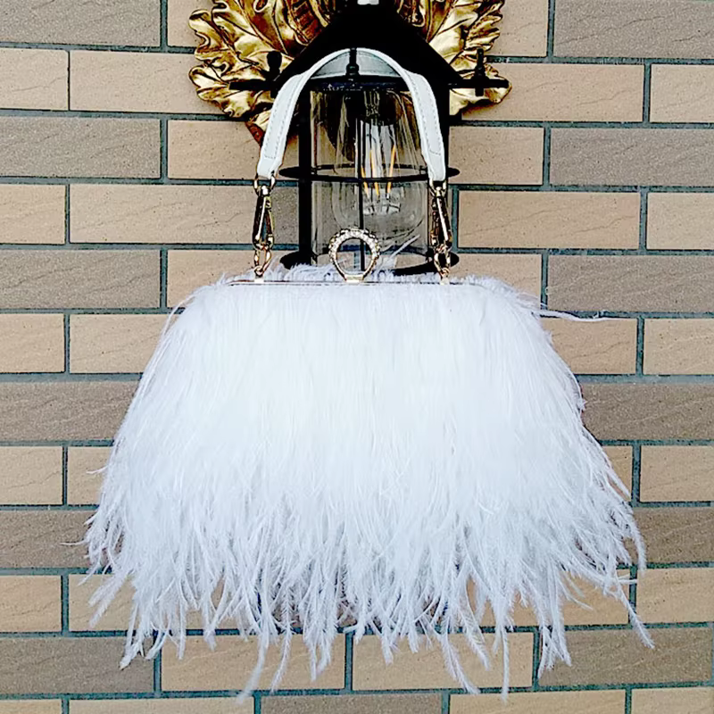 Sacs à main de luxe en plumes d'autruche pour femmes