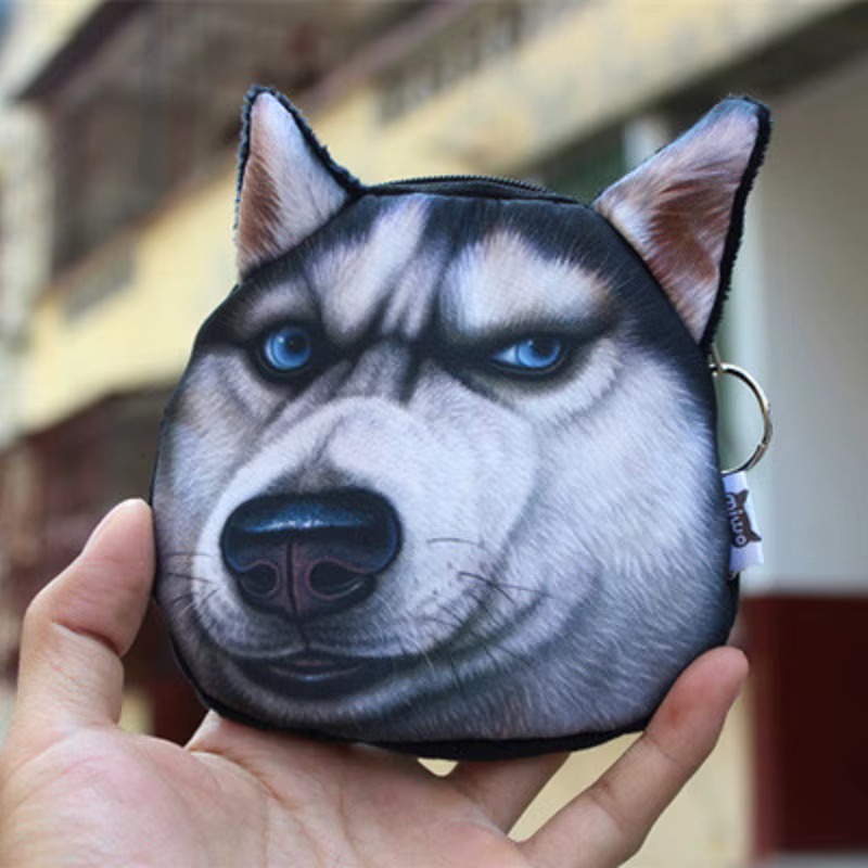 Nouveau dessin animé mignon Akita Husky chien porte-monnaie sac de rangement personnalité 3D Animal