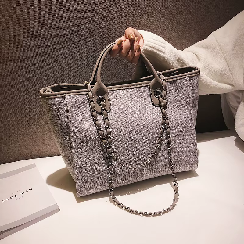 Sac à main en toile de grande capacité pour femmes