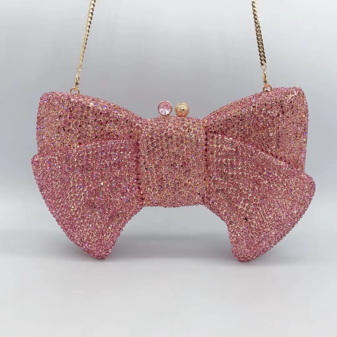 Pochette de soirée en cristal rose pour femmes