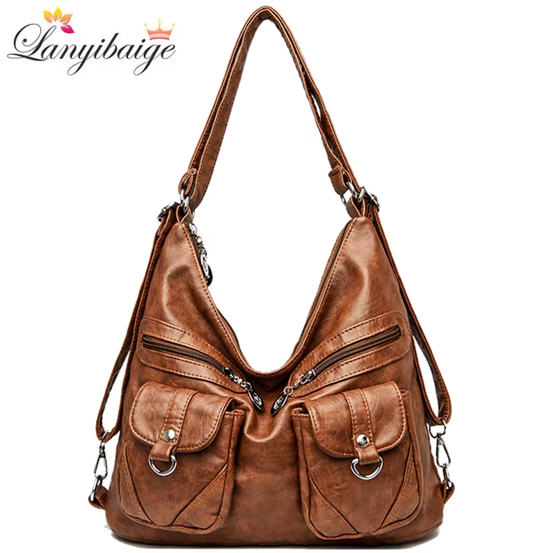 Grand Sac à Dos Multifonction en Cuir pour Femme