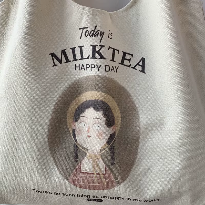 Sac fourre-tout en toile réutilisable pour femmes et filles