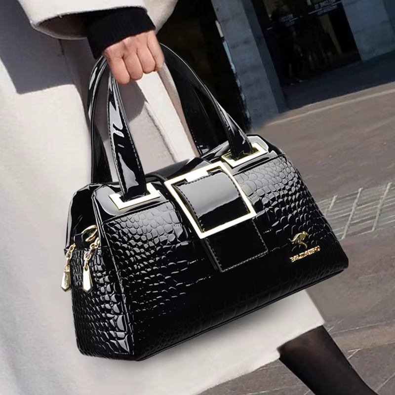 Sac à bandoulière en cuir motif crocodile pour femme