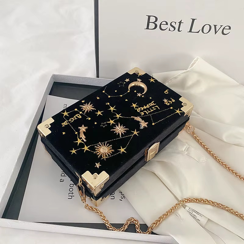 Petit sac carré en velours pour femmes