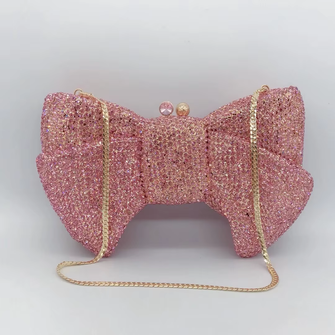 Pochette de soirée en cristal rose pour femmes