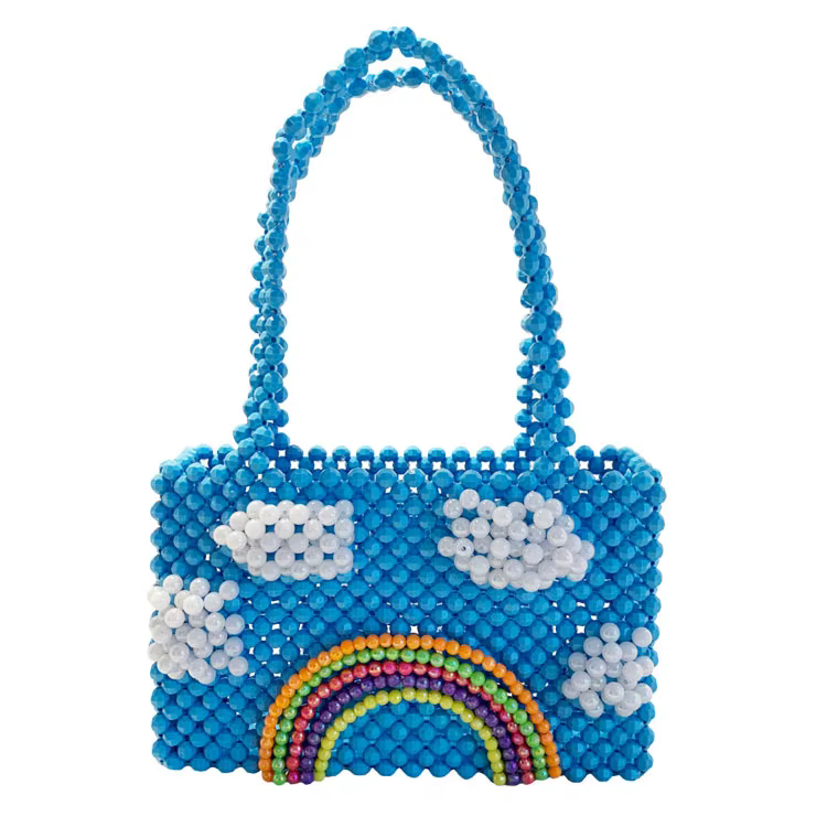 Sac seau de luxe tissé à la main avec perles pour femmes