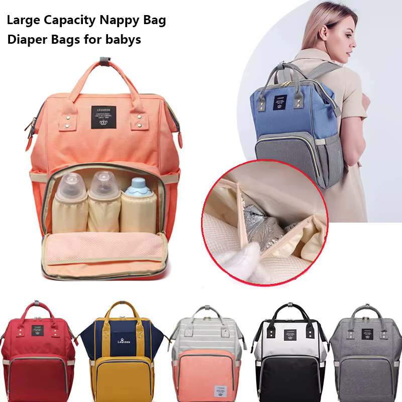 Lequeen grande capacité mode maman sac maternité couches sacs voyage sac à dos sac d'allaitement pour soins de bébé sac pour femme