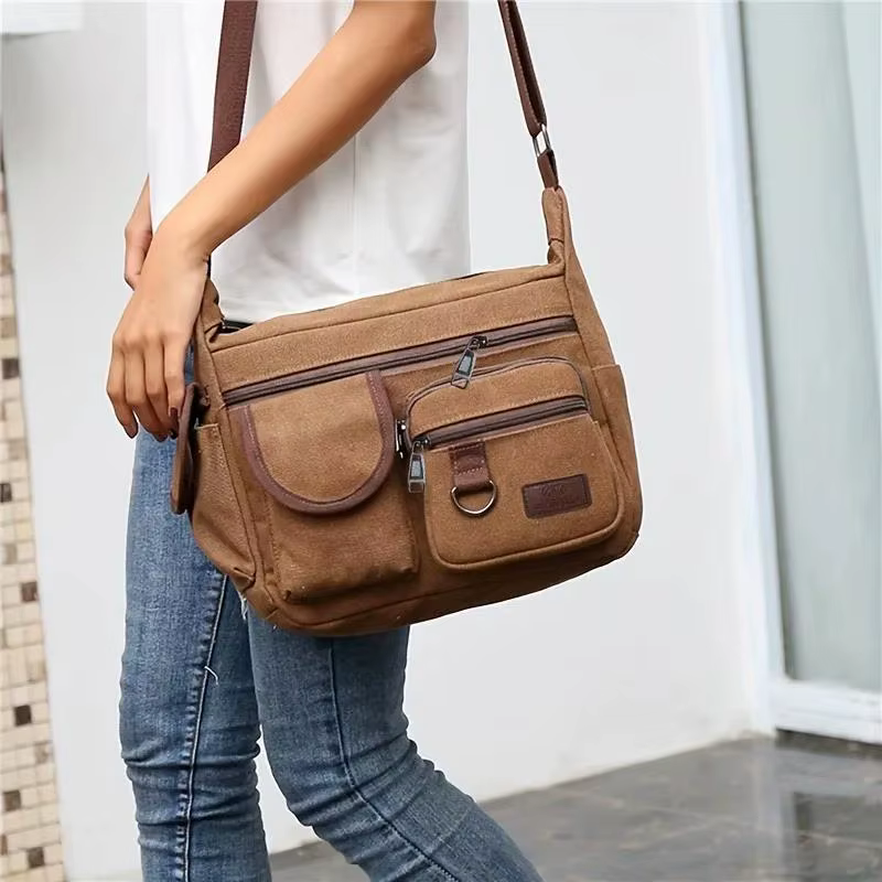 Nouveau Nouveau sac à bandoulière multi-poches sac de messager pour étudiant voyage sac casual