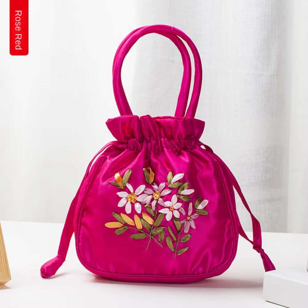 Mini sac à main à motif de fleurs brodées pour femmes