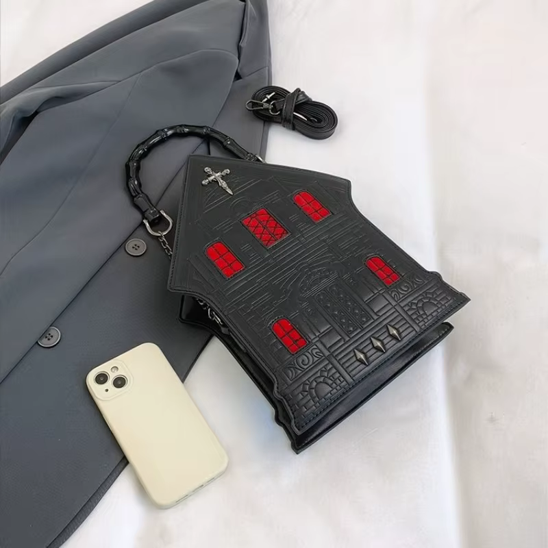 Nouveau sac latéral créatif tridimensionnel en forme de maison pour dames Style Punk sacs à bandoulière personnalisés