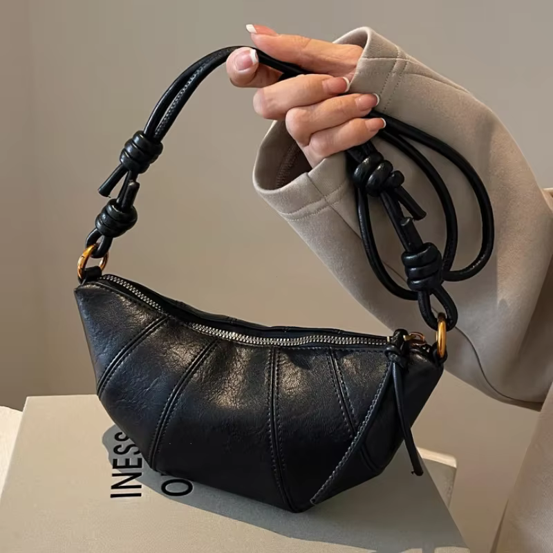 Sac à bandoulière Croissant personnalisé Vintage en cuir PU boulette sac