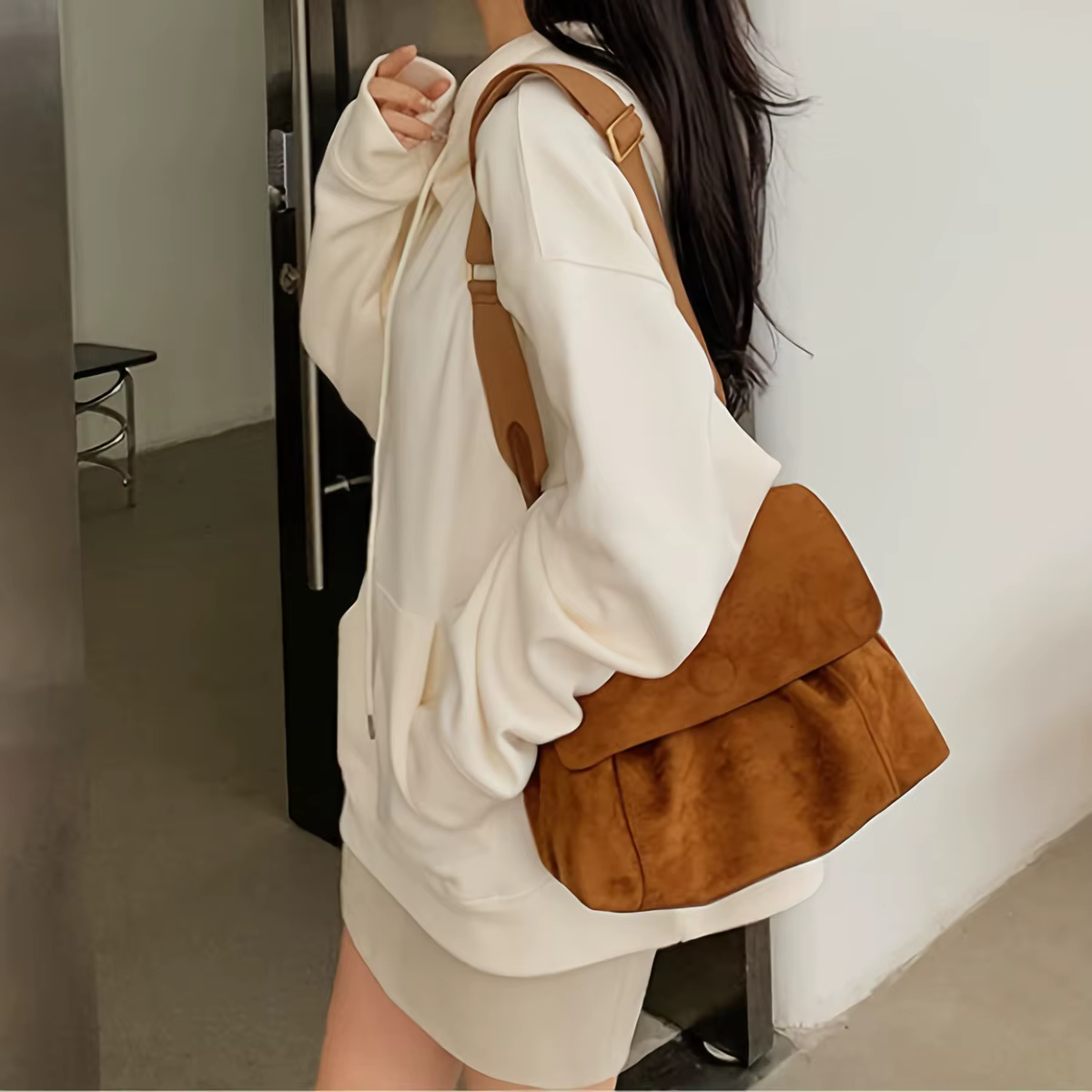 Sac à bandoulière en cuir suédé pour femmes