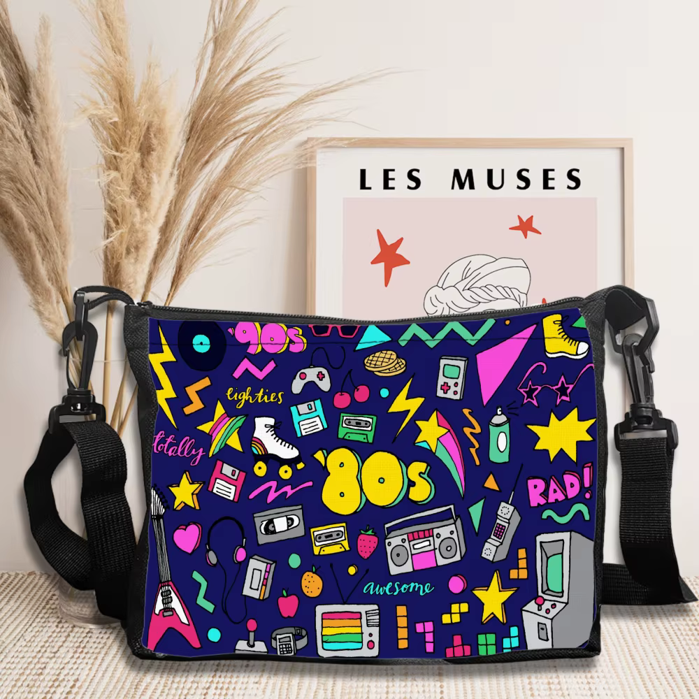 Sac à bandoulière en polyester avec ruban à cassette