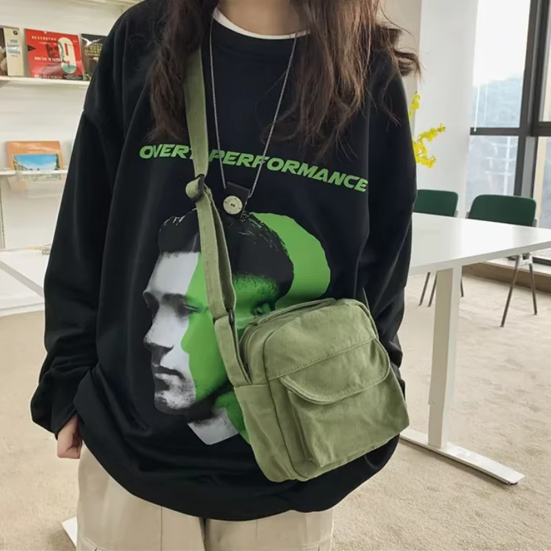 Mode petits sacs à bandoulière en toile pour femmes 2026 Mini épaule téléphone sac à main fille étudiant coton tissu