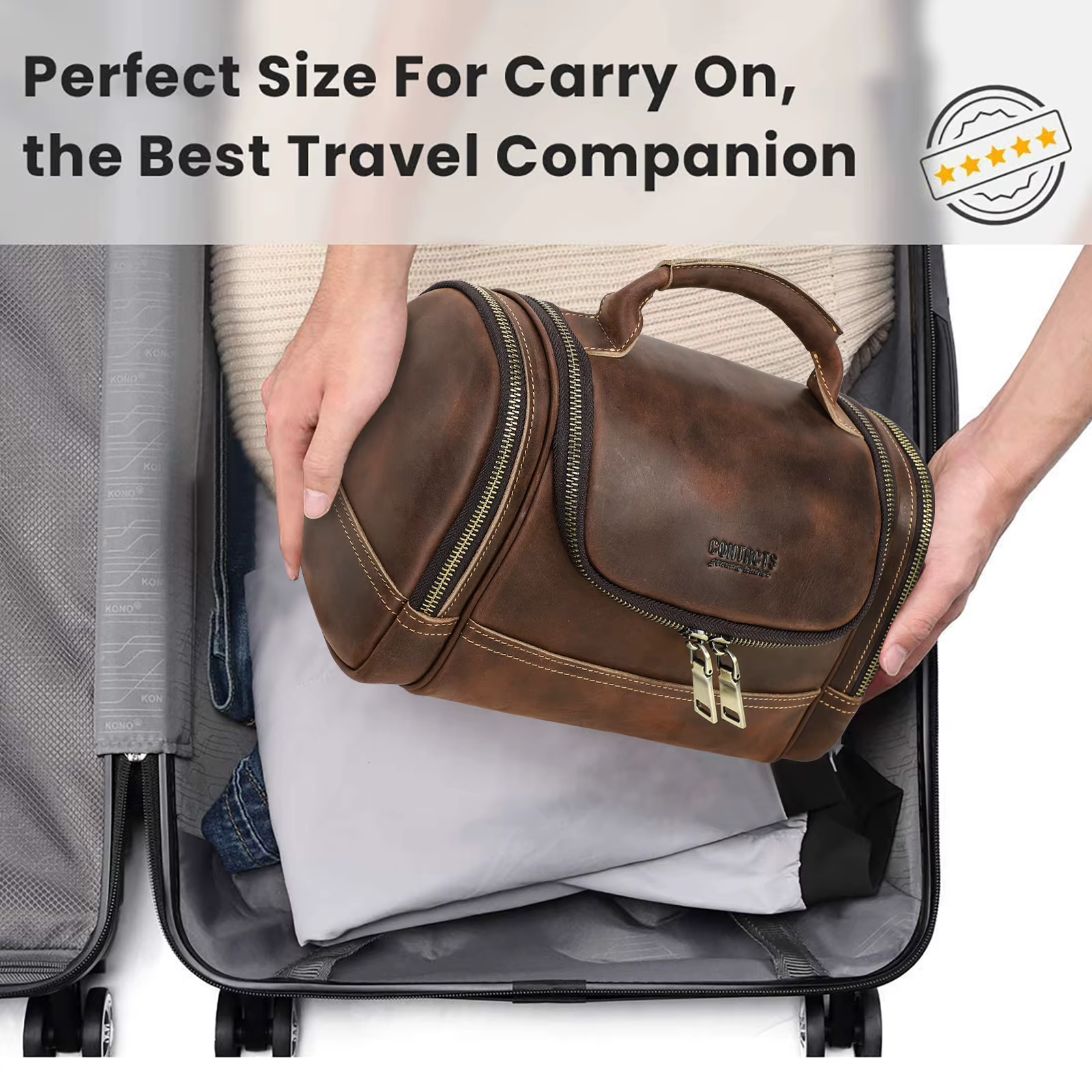Hommes en cuir véritable voyage affaires toilette rasage sac femmes rétro cosmétique lavage douche organisateur sac à main grande capacité
