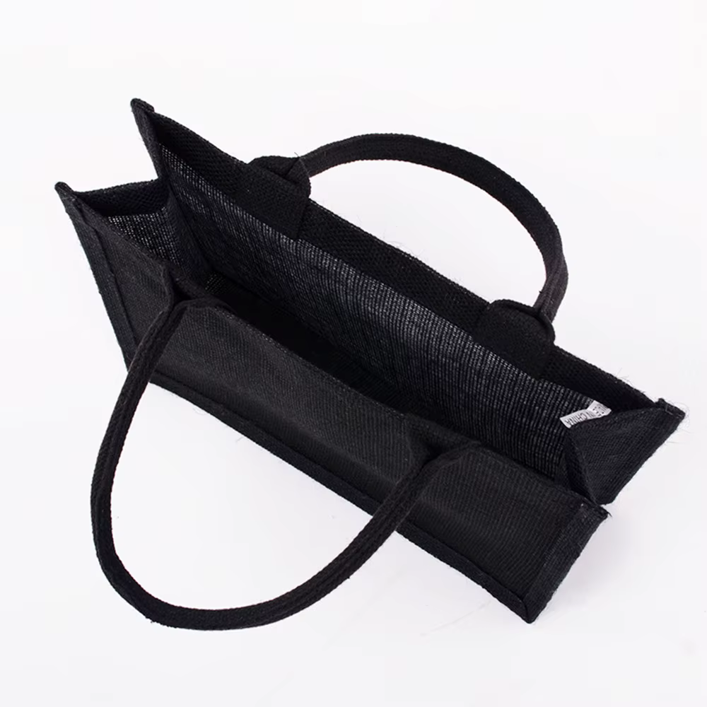 Grand sac fourre-tout en toile de jute noire
